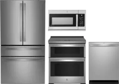 4 Piece Package Includes Refrigerator, Range, Microwave And Dishwasher